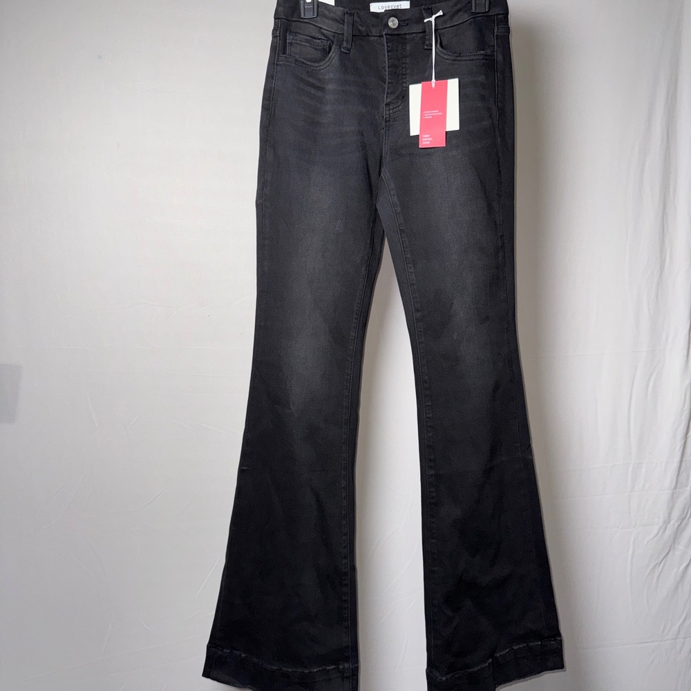 Lovervet by Vervet Tummy Control High Rise Flare Jeans Washed Black 27/5